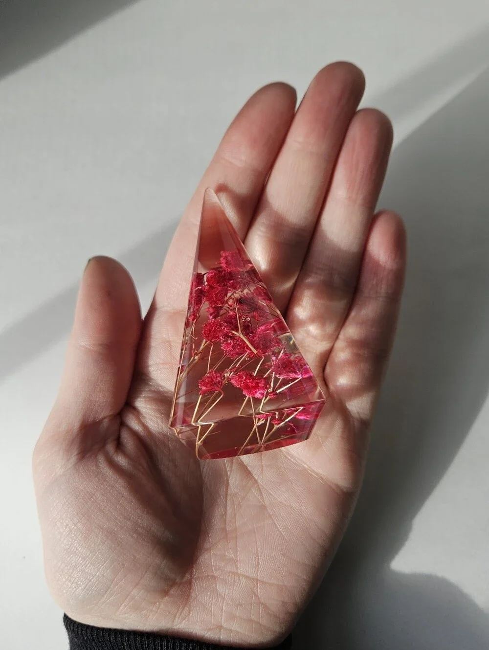 Handmade Pink Flower Resin Ring Holder Cone Jewelry Organizer Display Stand